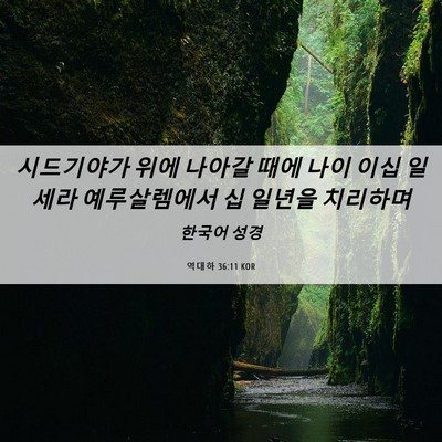 Picture 06 - 역대하 36:11 KOR - 시드기야가 위에 나아갈 때에 나이 - Bible Verse Picture