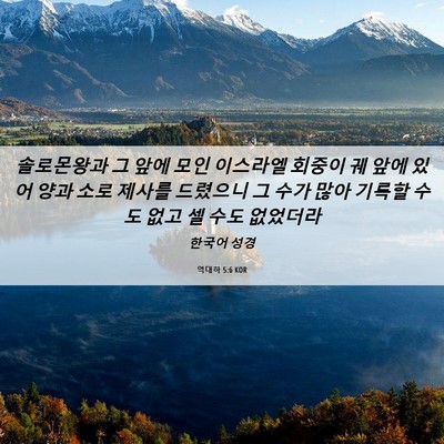 Picture 06 - 역대하 5:6 KOR - 솔로몬왕과 그 앞에 모인 이스라엘 - Bible Verse Picture