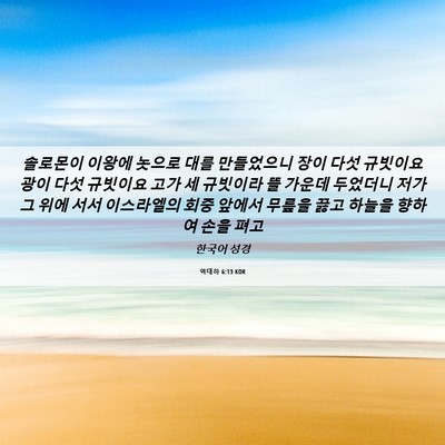 Picture 06 - 역대하 6:13 KOR - 솔로몬이 이왕에 놋으로 대를 - Bible Verse Picture