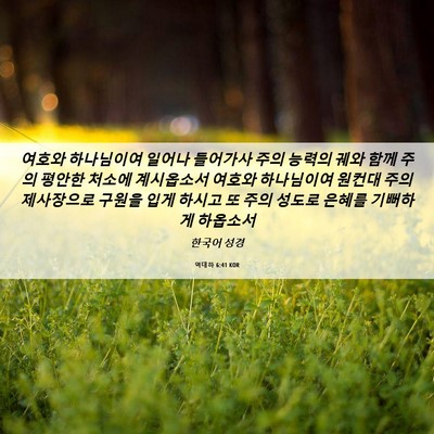 Picture 06 - 역대하 6:41 KOR - 여호와 하나님이여 일어나 들어가사 - Bible Verse Picture
