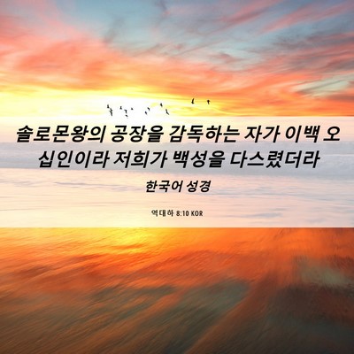 Picture 06 - 역대하 8:10 KOR - 솔로몬왕의 공장을 감독하는 자가 - Bible Verse Picture