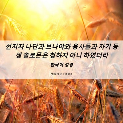Picture 06 - 열왕기상 1:10 KOR - 선지자 나단과 브나야와 용사들과 - Bible Verse Picture