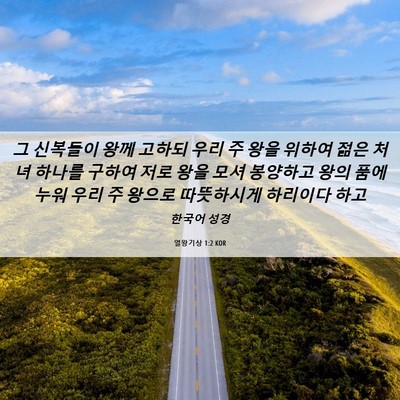 Picture 06 - 열왕기상 1:2 KOR - 그 신복들이 왕께 고하되 우리 주 - Bible Verse Picture