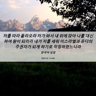 Picture 06 - 열왕기상 1:35 KOR - 저를 따라 올라오라 저가 와서 내 - Bible Verse Picture