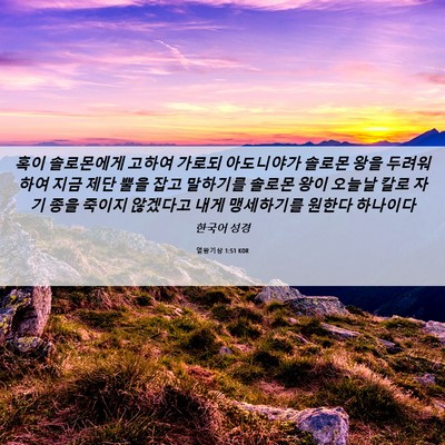 Picture 06 - 열왕기상 1:51 KOR - 혹이 솔로몬에게 고하여 가로되 - Bible Verse Picture