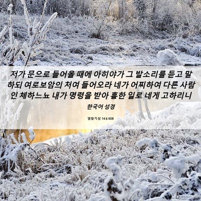 Picture 06 - 열왕기상 14:6 KOR - 저가 문으로 들어올 때에 아히야가 - Bible Verse Picture
