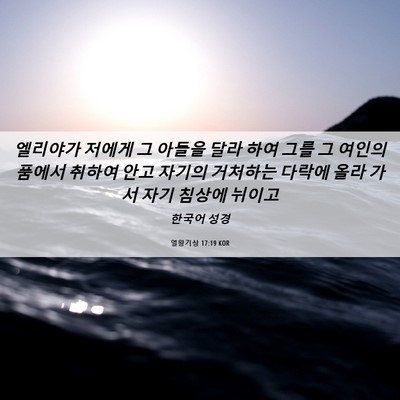 Picture 06 - 열왕기상 17:19 KOR - 엘리야가 저에게 그 아들을 달라 - Bible Verse Picture