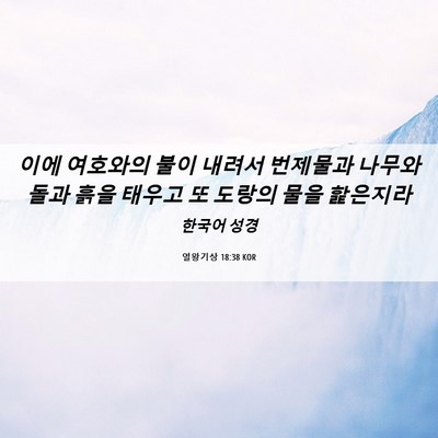 Picture 06 - 열왕기상 18:38 KOR - 이에 여호와의 불이 내려서 번제물과 - Bible Verse Picture