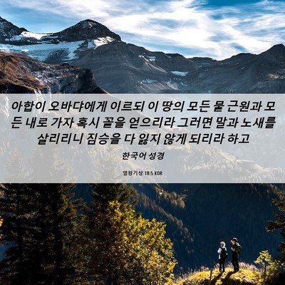 Picture 06 - 열왕기상 18:5 KOR - 아합이 오바댜에게 이르되 이 땅의 - Bible Verse Picture