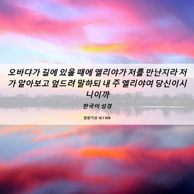 Picture 06 - 열왕기상 18:7 KOR - 오바댜가 길에 있을 때에 엘리야가 - Bible Verse Picture