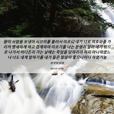 Picture 06 - 열왕기상 2:42 KOR - 왕이 사람을 보내어 시므이를 불러서 - Bible Verse Picture