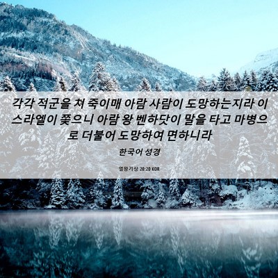Picture 06 - 열왕기상 20:20 KOR - 각각 적군을 쳐 죽이매 아람 사람이 - Bible Verse Picture
