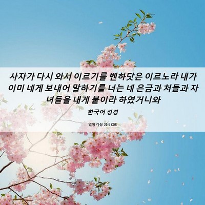 Picture 06 - 열왕기상 20:5 KOR - 사자가 다시 와서 이르기를 벤하닷은 - Bible Verse Picture