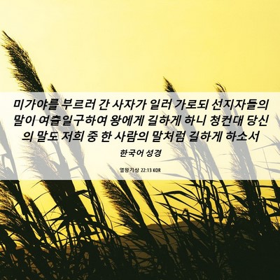 Picture 06 - 열왕기상 22:13 KOR - 미가야를 부르러 간 사자가 일러 - Bible Verse Picture