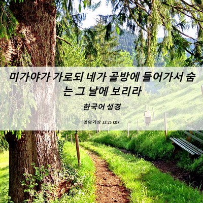 Picture 06 - 열왕기상 22:25 KOR - 미가야가 가로되 네가 골방에 - Bible Verse Picture