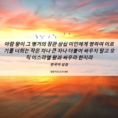 Picture 06 - 열왕기상 22:31 KOR - 아람 왕이 그 병거의 장관 삼십 - Bible Verse Picture