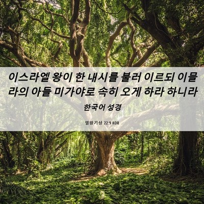 Picture 06 - 열왕기상 22:9 KOR - 이스라엘 왕이 한 내시를 불러 - Bible Verse Picture