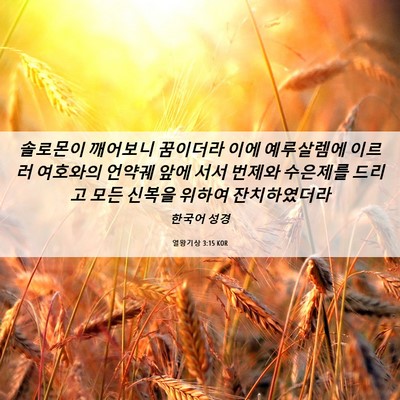 Picture 06 - 열왕기상 3:15 KOR - 솔로몬이 깨어보니 꿈이더라 이에 - Bible Verse Picture
