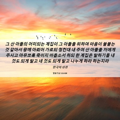 Picture 06 - 열왕기상 3:26 KOR - 그 산 아들의 어미되는 계집이 그 - Bible Verse Picture