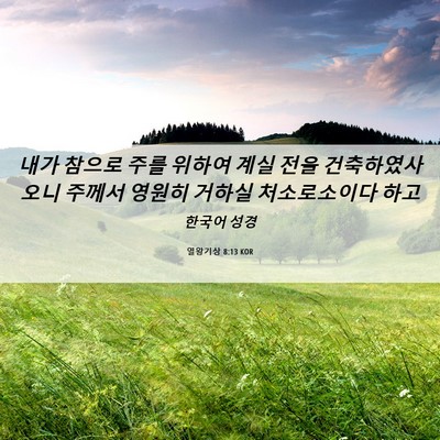 Picture 06 - 열왕기상 8:13 KOR - 내가 참으로 주를 위하여 계실 전을 - Bible Verse Picture