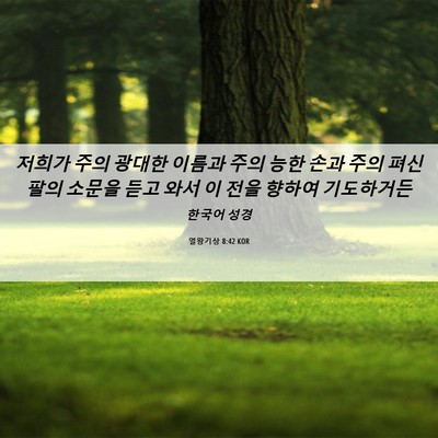 Picture 06 - 열왕기상 8:42 KOR - 저희가 주의 광대한 이름과 주의 - Bible Verse Picture