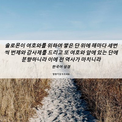 Picture 06 - 열왕기상 9:25 KOR - 솔로몬이 여호와를 위하여 쌓은 단 - Bible Verse Picture