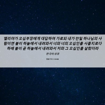 Picture 06 - 열왕기하 1:10 KOR - 엘리야가 오십부장에게 대답하여 - Bible Verse Picture