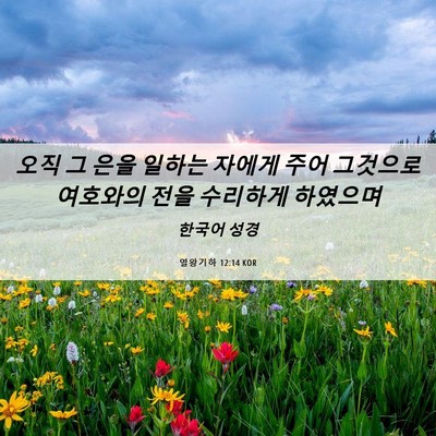 Picture 06 - 열왕기하 12:14 KOR - 오직 그 은을 일하는 자에게 주어 - Bible Verse Picture