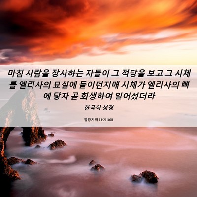 Picture 06 - 열왕기하 13:21 KOR - 마침 사람을 장사하는 자들이 그 - Bible Verse Picture