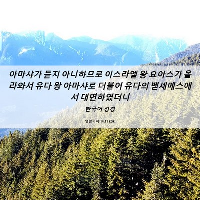 Picture 06 - 열왕기하 14:11 KOR - 아마샤가 듣지 아니하므로 이스라엘 - Bible Verse Picture