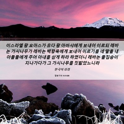Picture 06 - 열왕기하 14:9 KOR - 이스라엘 왕 요아스가 유다 왕 - Bible Verse Picture