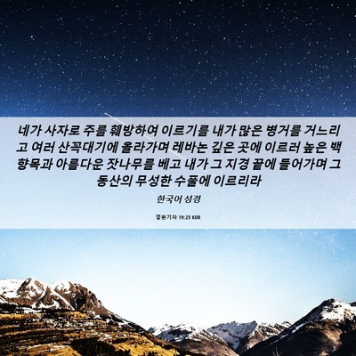 Picture 06 - 열왕기하 19:23 KOR - 네가 사자로 주를 훼방하여 이르기를 - Bible Verse Picture