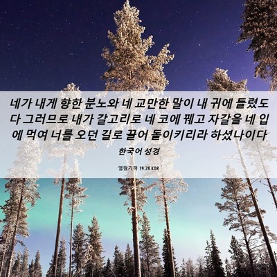 Picture 06 - 열왕기하 19:28 KOR - 네가 내게 향한 분노와 네 교만한 - Bible Verse Picture