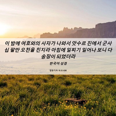 Picture 06 - 열왕기하 19:35 KOR - 이 밤에 여호와의 사자가 나와서 - Bible Verse Picture