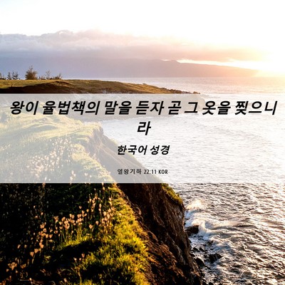 Picture 06 - 열왕기하 22:11 KOR - 왕이 율법책의 말을 듣자 곧 그 옷을 - Bible Verse Picture