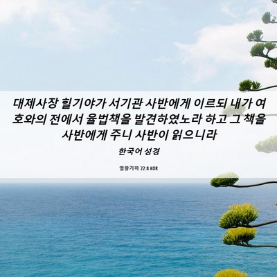 Picture 06 - 열왕기하 22:8 KOR - 대제사장 힐기야가 서기관 사반에게 - Bible Verse Picture