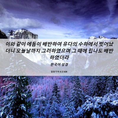 Picture 06 - 열왕기하 8:22 KOR - 이와 같이 에돔이 배반하여 유다의 - Bible Verse Picture