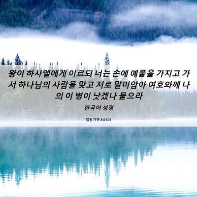 Picture 06 - 열왕기하 8:8 KOR - 왕이 하사엘에게 이르되 너는 손에 - Bible Verse Picture