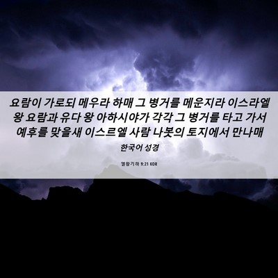 Picture 06 - 열왕기하 9:21 KOR - 요람이 가로되 메우라 하매 그 - Bible Verse Picture