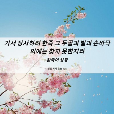 Picture 06 - 열왕기하 9:35 KOR - 가서 장사하려 한즉 그 두골과 발과 - Bible Verse Picture