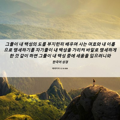 Picture 06 - 예레미야 12:16 KOR - 그들이 내 백성의 도를 부지런히 - Bible Verse Picture