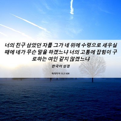 Picture 06 - 예레미야 13:21 KOR - 너의 친구 삼았던 자를 그가 네 위에 - Bible Verse Picture