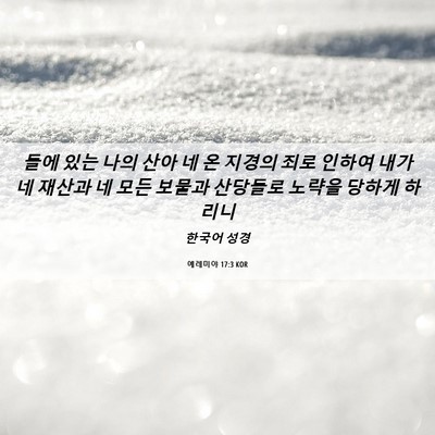 Picture 06 - 예레미야 17:3 KOR - 들에 있는 나의 산아 네 온 지경의 - Bible Verse Picture