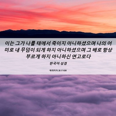 Picture 06 - 예레미야 20:17 KOR - 이는 그가 나를 태에서 죽이지 - Bible Verse Picture