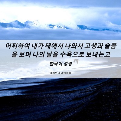 Picture 06 - 예레미야 20:18 KOR - 어찌하여 내가 태에서 나와서 고생과 - Bible Verse Picture