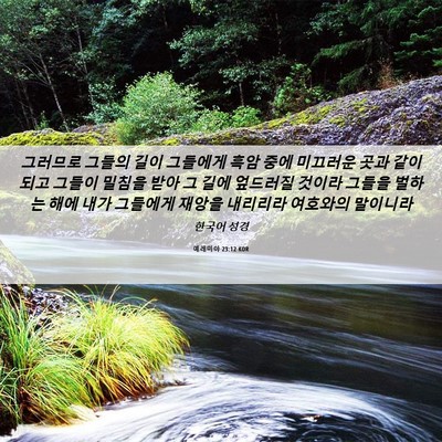Picture 06 - 예레미야 23:12 KOR - 그러므로 그들의 길이 그들에게 흑암 - Bible Verse Picture