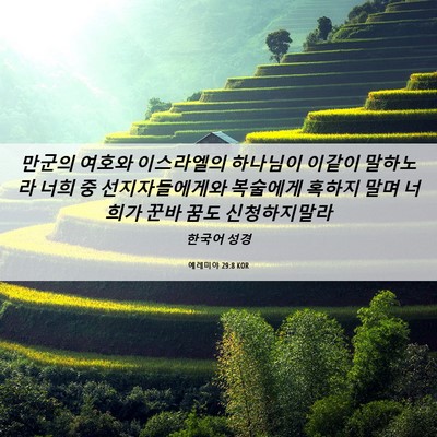 Picture 06 - 예레미야 29:8 KOR - 만군의 여호와 이스라엘의 하나님이 - Bible Verse Picture