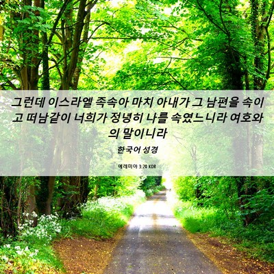 Picture 06 - 예레미야 3:20 KOR - 그런데 이스라엘 족속아 마치 아내가 - Bible Verse Picture