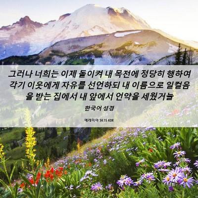 Picture 06 - 예레미야 34:15 KOR - 그러나 너희는 이제 돌이켜 내 - Bible Verse Picture