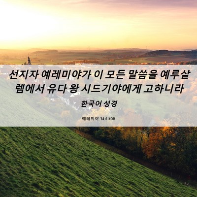 Picture 06 - 예레미야 34:6 KOR - 선지자 예레미야가 이 모든 말씀을 - Bible Verse Picture